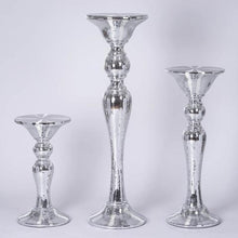 Load image into Gallery viewer, 36” Silver Mirror Mosaic Polystone Floor Vase Wedding Aisle Prop Party Columns - Buy One Get One Free
