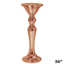 Load image into Gallery viewer, 36” Rose Gold Mirror Mosaic Polystone Floor Vase Wedding Aisle Prop Party Columns
