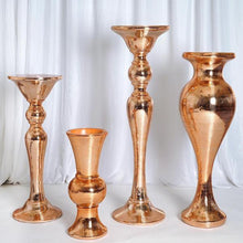 Load image into Gallery viewer, 48” Rose Gold Mirror Mosaic Polystone Floor Vase Wedding Aisle Prop Party Columns
