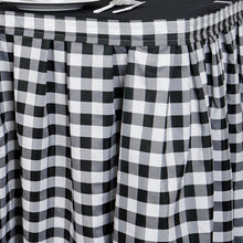 Load image into Gallery viewer, 17FT Perfect Picnic Inspired White/Black Checkered Polyester Table Skirt For Wedding Party Event
